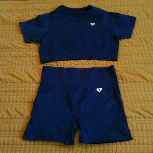 Women’s Best Blue Athletic Crop Top and Shorts Set